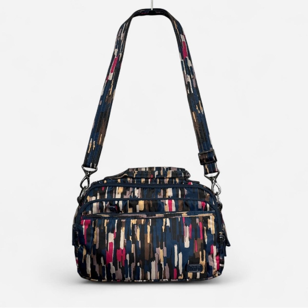 Lug Scoop Crossbody Bag Multi-Colored Pockets‎ Travel Organization RFID EUC